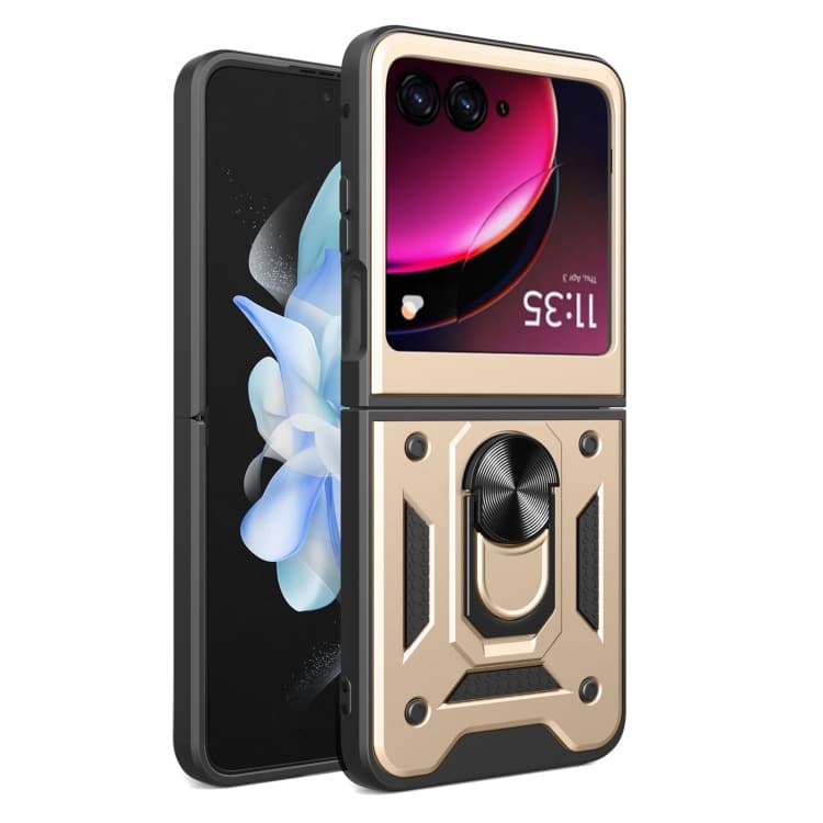 RING Ochranný kryt s držákem Motorola Razr 40 Ultra zlatý