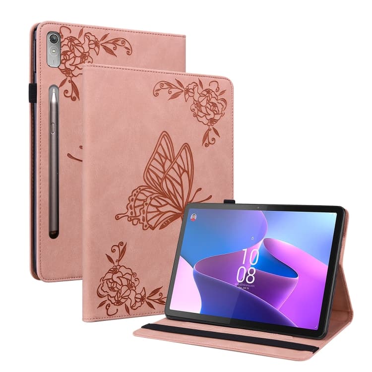 ART BUTTERFLY Peněženkový obal pro Lenovo Tab P12 růžový