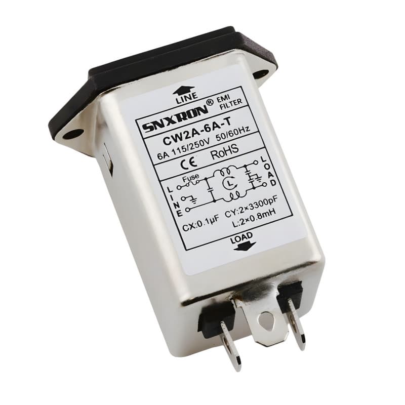 Síťový EMI filtr s IEC C14 vstupem a pojistkou CW2A, 6A / 250VAC - 6 A