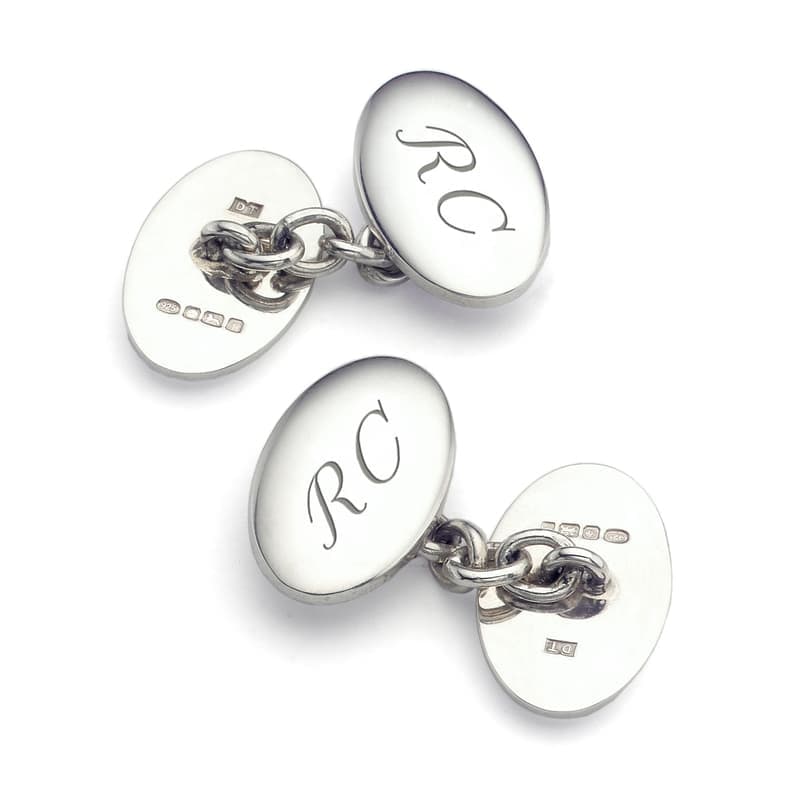 Aspinal of London Classic Double Domed Sterling Silver Cufflinks