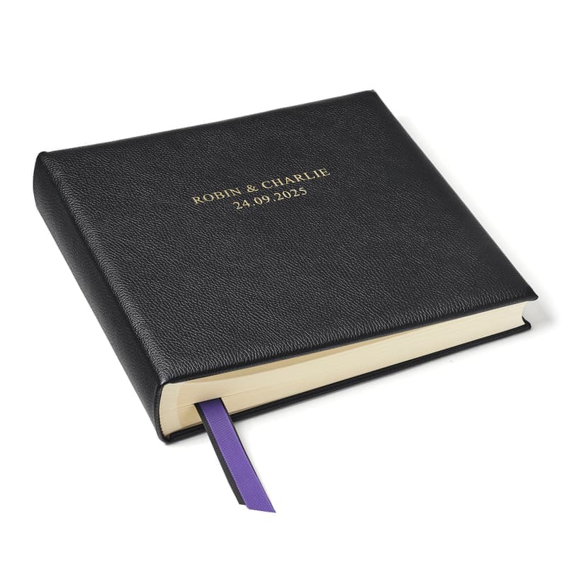 Aspinal of London 12-Zoll-Fotoalbum aus Leder in Black Pebble