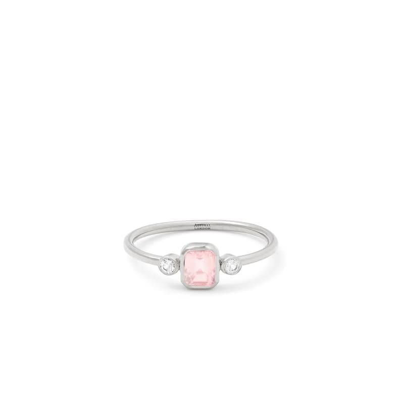 Aspinal of London Gemstone Ring in Rose Quartz & Sterling Silver 925