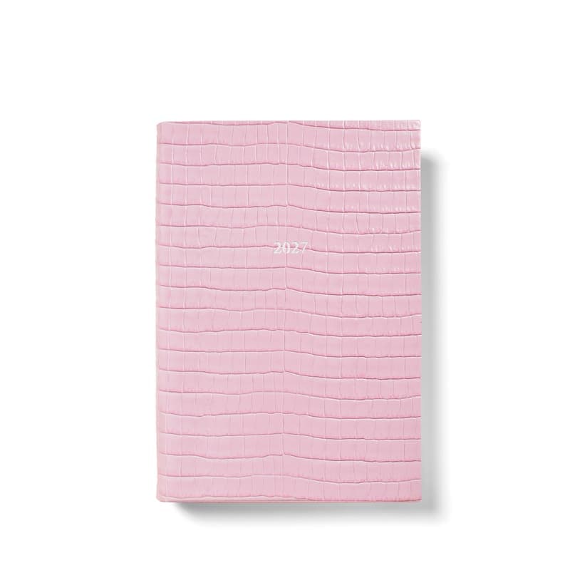 Aspinal of London 2027 A5 Day to Page Diary in Deep Shine Powder Lilac Small Croc