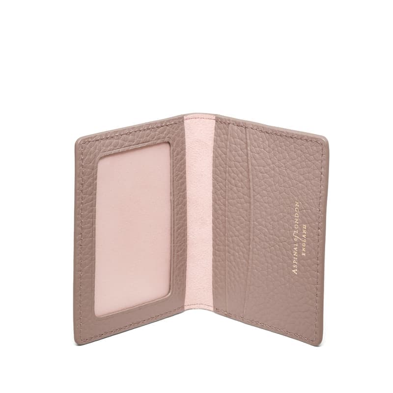 Aspinal of London ID & Travel Card Case in Soft Taupe Pebble