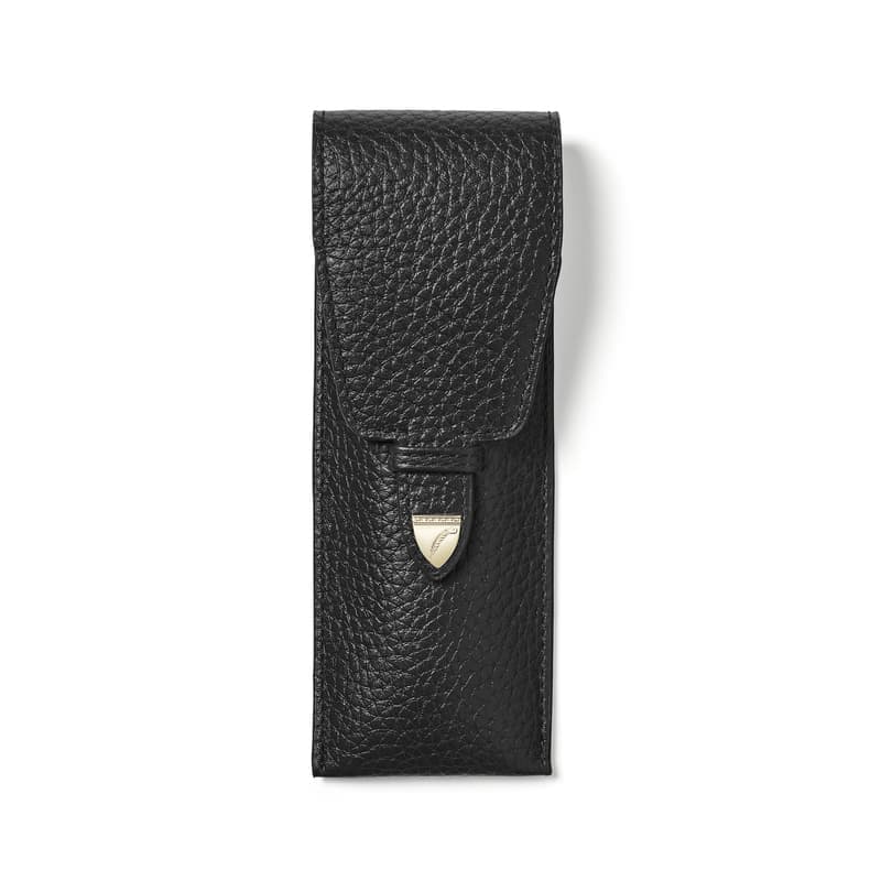 Aspinal of London Pen Case in Black Pebble