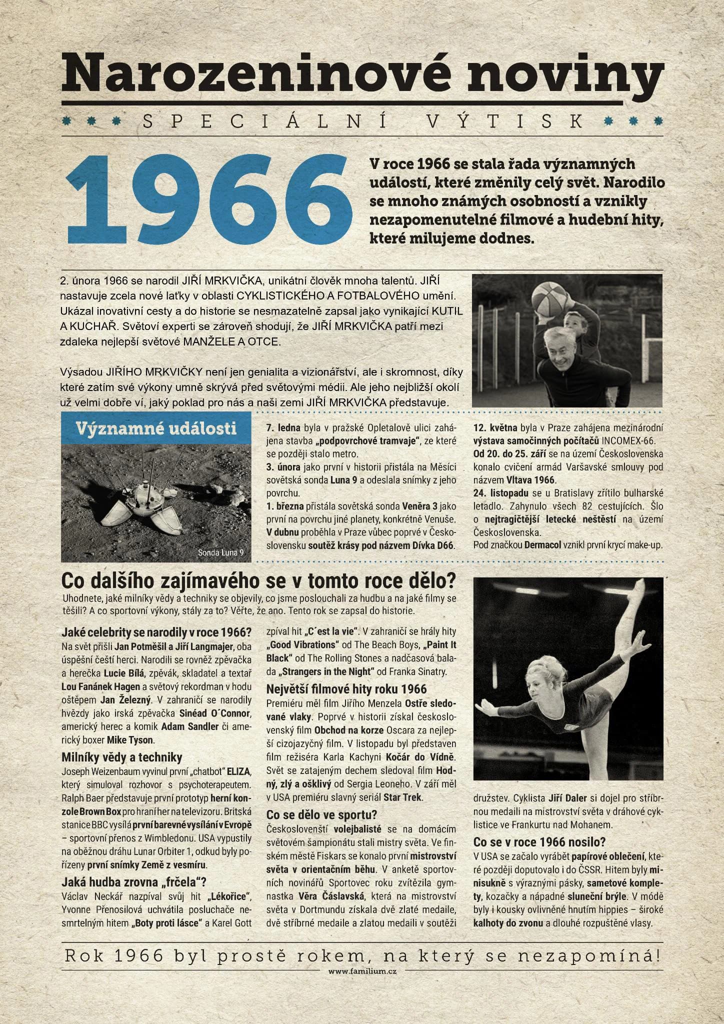 Narozeninové noviny 1966 s vlastní fotografií a textem, S fotografií a textem