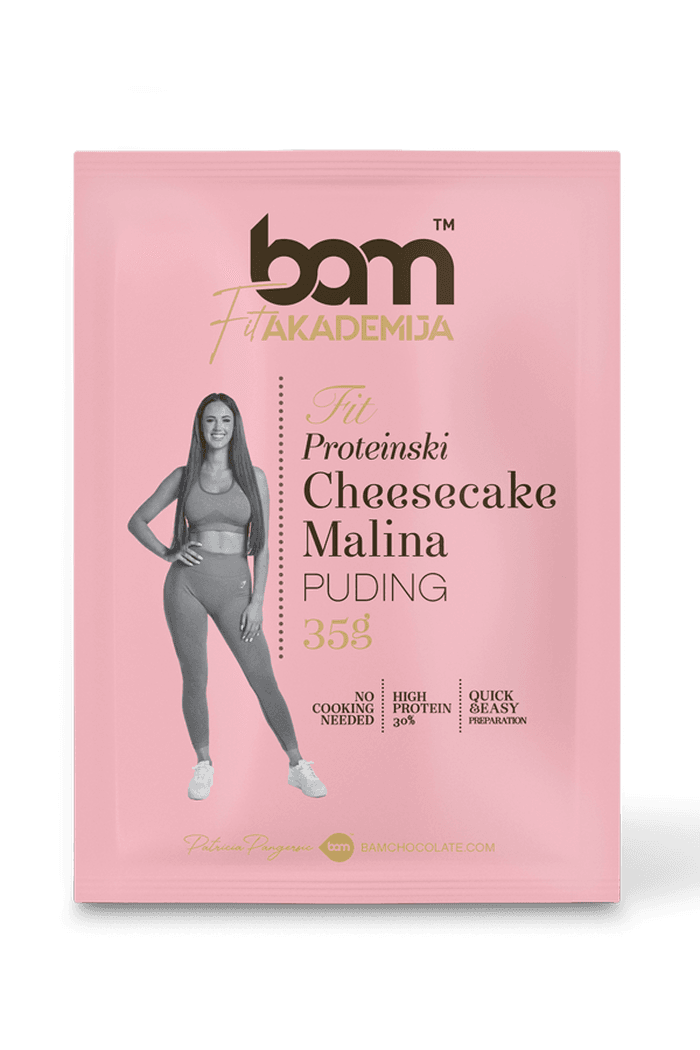 Proteinový pudink Malinový tvarohový koláč, se sladidlem