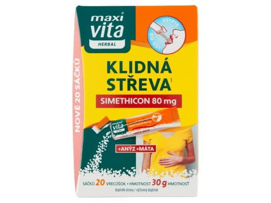 Maxi Vita Herbal Klidná střeva simethicon 80 mg + anýz + máta 20 sáčků 30 g