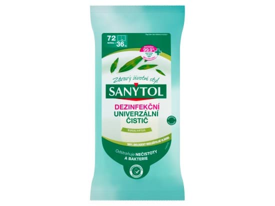 Sanytol Dezinfekční univerzální čisticí utěrky eukalyptus 72 ks