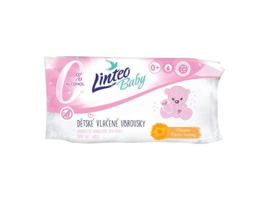 Linteo Baby Dětské vlhčené ubrousky s měsíčkem lékařským, 72 ks