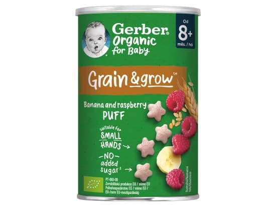 GERBER Organic BIO křupky s banánem a malinami 35 g