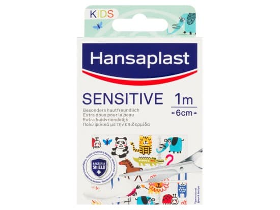 Hansaplast Sensitive Kids Dětské náplasti pro citlivou pokožku s různými motivy zvířátek 1 m x 6 cm