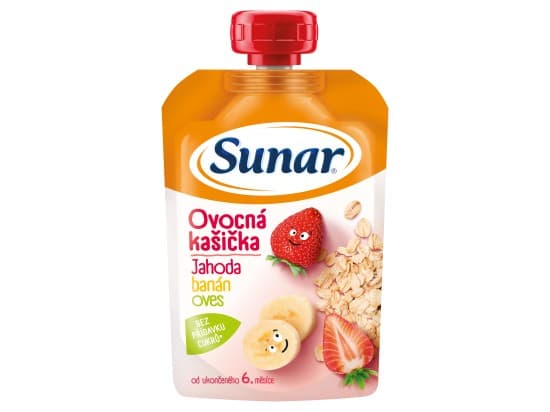 Sunar kašička ovocná kapsička banán, jahoda, ovesné vločky 6m+, 120g
