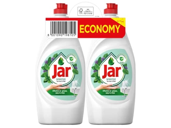 Jar Sensitive Tekutý prostředek na nádobí Tea Tree & Mint 2 x 900 ml