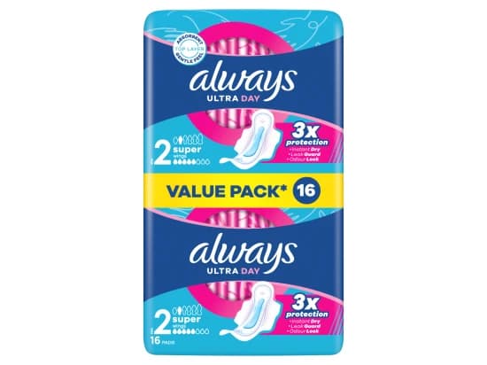 Always Ultra Day Super Hygienické vložky s křidélky, velikost 2, 16 ks