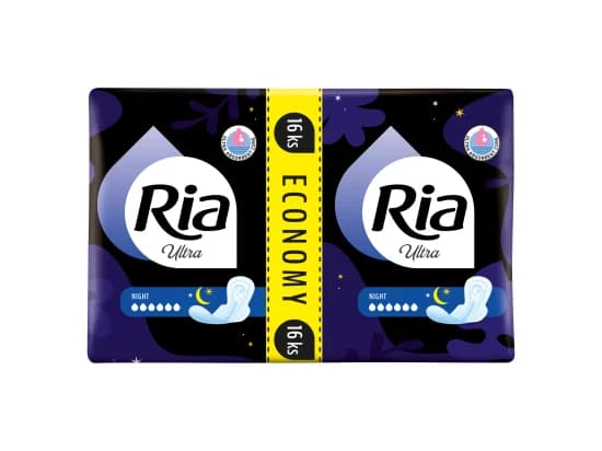 Ria Ultra Night Hygienické vložky s křidélky 16 ks