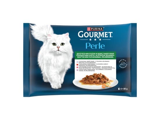 Gourmet Perle kapsičky pro kočky telecí, zvěřina, hovězí, pstruh ve šťávě 4 x 85g