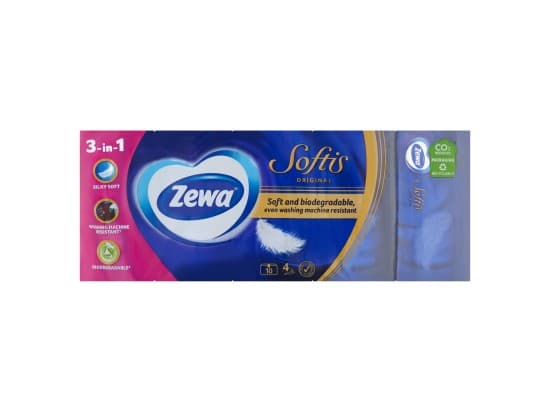 Zewa Softis Original Papírové kapesníčky 4vrstvé 10 x 9 ks