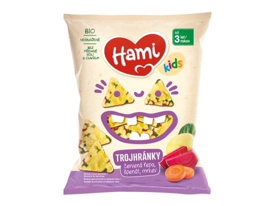 HAMI BIO trojhránky Červená řepa, špenát, mrkev 30 g