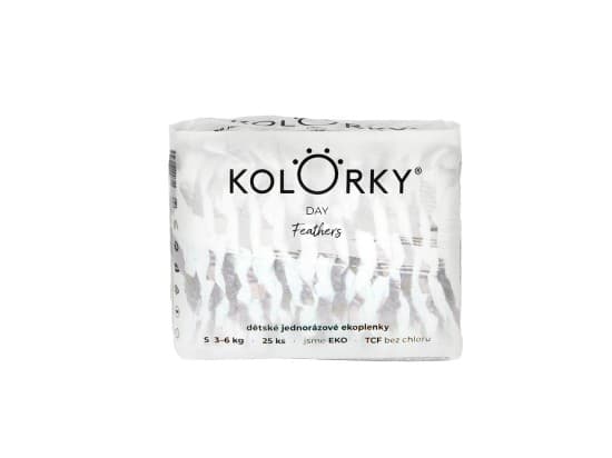 KOLORKY DAY jednorázové eko plenky peří - S (3-6 kg), 25 ks