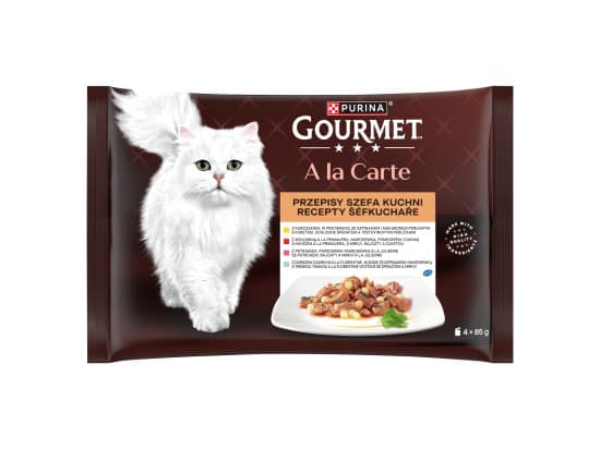Gourmet A la Carte kapsičky pro kočky kuře, hovězí, pstruh, treska tmavá 4 x 85g