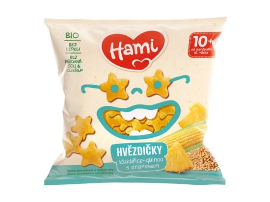 HAMI BIO hvězdičky kukuřice-quinoa s ananasem 20 g