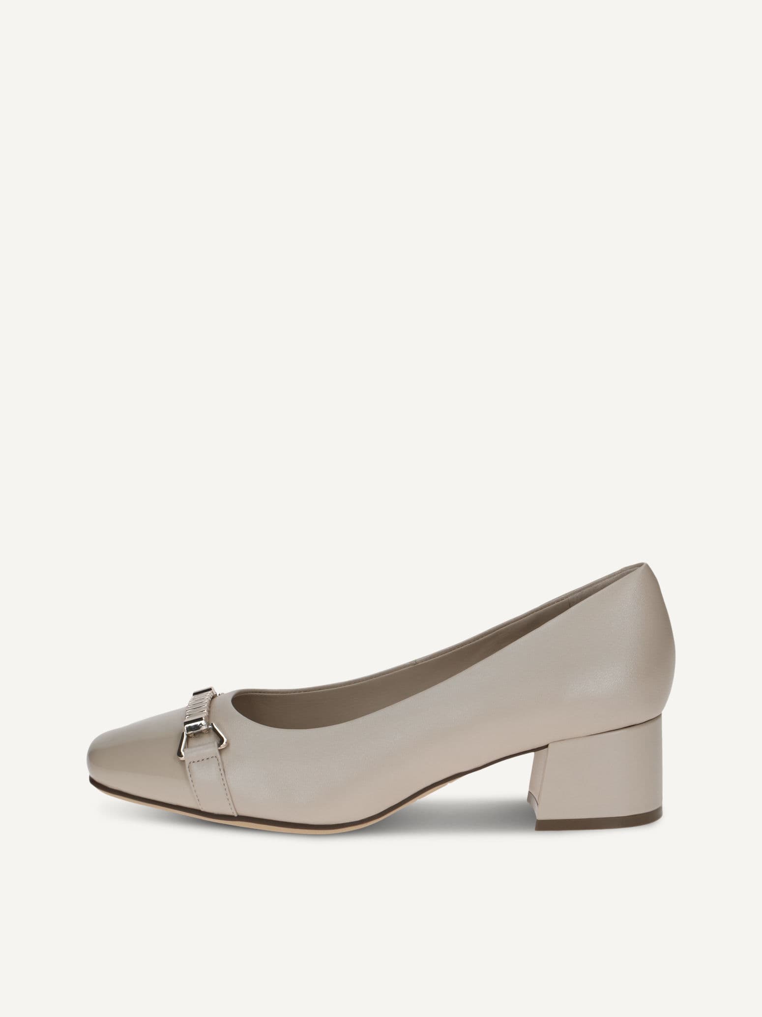 CAPRICE Pumps, beige, made of Leather and textile with Trapeze heel, Size 41