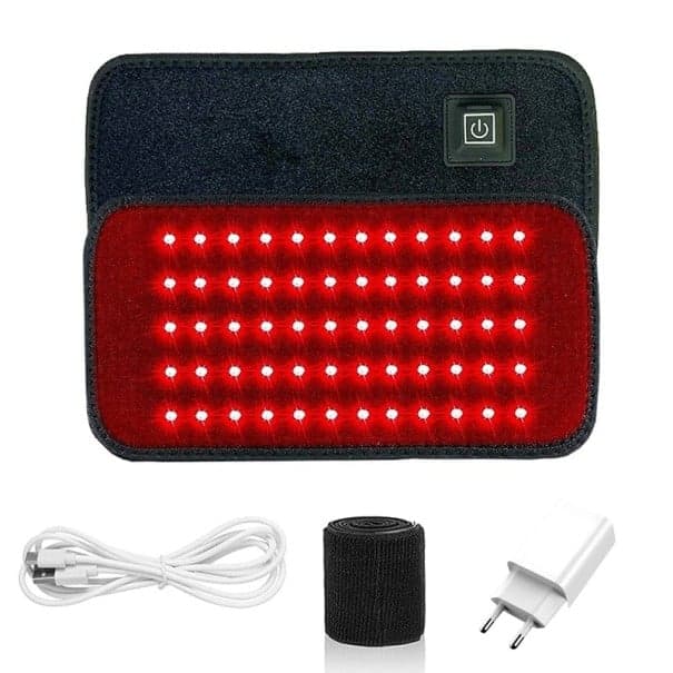2v1 Červený a Infračervený LED Pás Světelné Terapie 17,5x9 cm 105 LED 660nm 850nm Nastavitelná Intenzita Časovač USB Napájení EU Adaptér