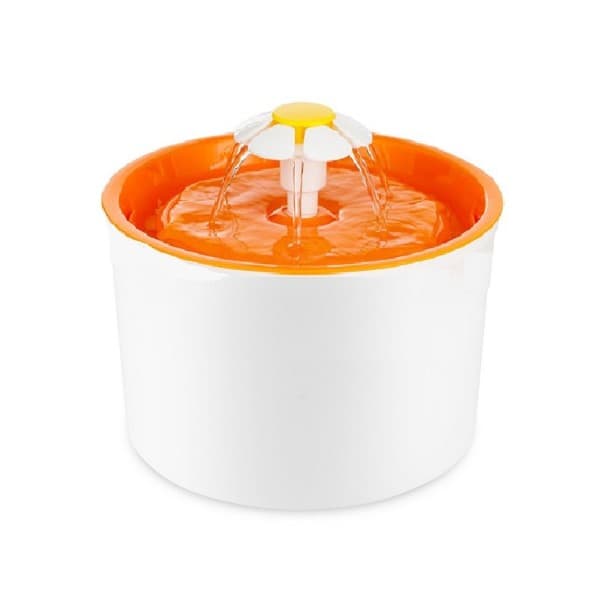 Automatická kočičí fontána s květinou oranžová