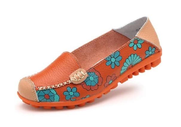 Dámské espadrilky s květinami J2838 oranžová 42