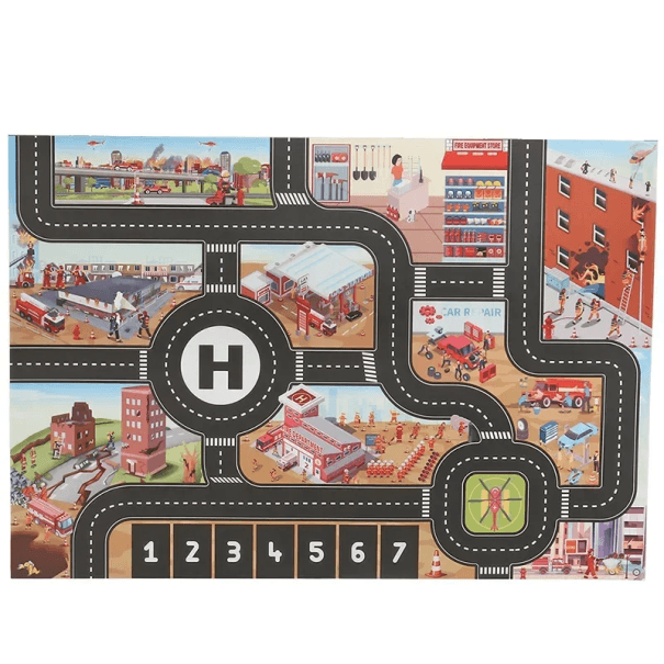 Dětská hrací podložka 83x57 cm Měkký koberec s motivem mapy města Silnice Parkoviště Dopravní značky Lezecká podložka Tloušťka 0,5–1