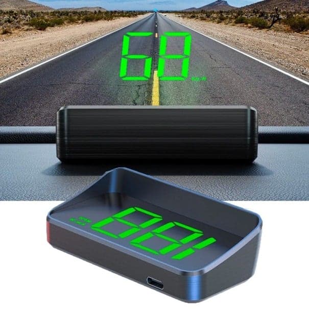 Digitální HUD Projektor na čelní sklo 4,5x9x1,4 cm GPS Rychloměr Velká písmena USB-C displej Zobrazení rychlosti Přehledná projekce zelená