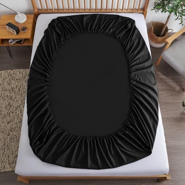 Elastické prostěradlo 100x200x10cm 100% bavlna Napínací Prostěradlo na postel Matrace Prodyšné Jemné na dotek Pohodlný spánek černá