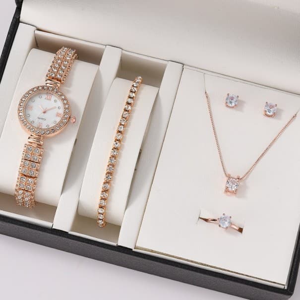 Elegantní dárková sada dámské šperky a hodinky Z365 rose gold