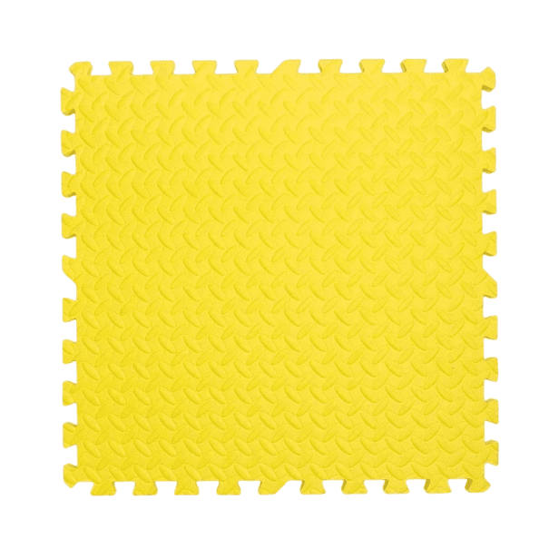 EVA pěnová podložka 12 ks 30 x 30 x 0,6 cm Puzzle dlaždice s okrajem Voděodolná protiskluzová pěna pro cvičení a dětské pokoje žlutá