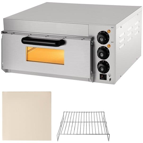 Jednopodlažní elektrická trouba na pizzu 1300 W 220 V Nerezová elektrická pec na pizzu 35 cm s kamennou policí Stolní trouba s regulací