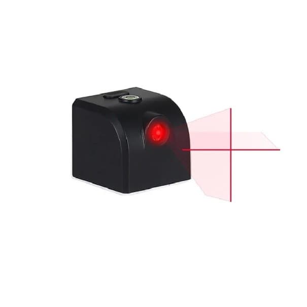 Mini laserová vodováha Červený laser 650 nm Křížová linie Dosah 3–30 m 40 x 35 x 38 mm Magnet a vestavěná libela Černá Na domácí
