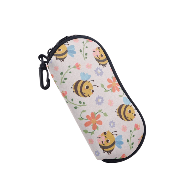 Pouzdro na brýle 17,9 x 8,5 cm s motivem včel a květin Zavírání na zip Karabina na zavěšení Ochranné pouzdro na cesty