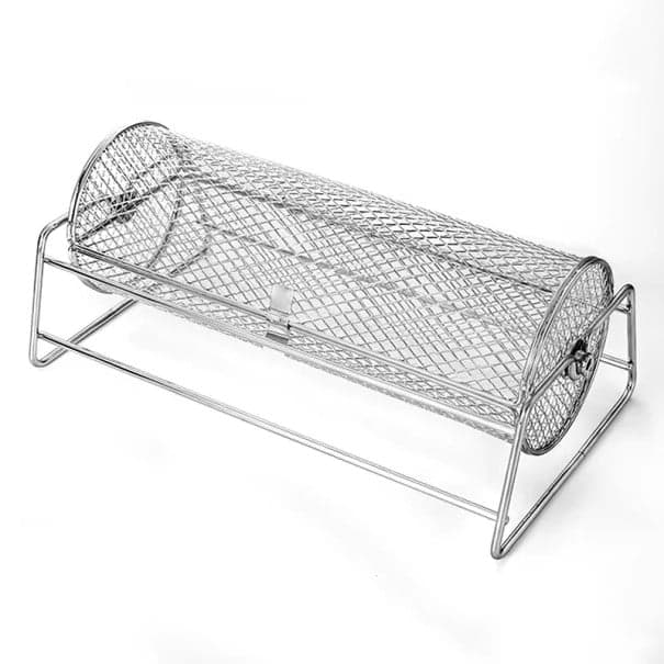 Rolovací grilovací koš z nerezové oceli 30 x 13 x 16 cm Otáčecí síťovaný válec na grilování zeleniny, masa a příloh Grilovací koš do