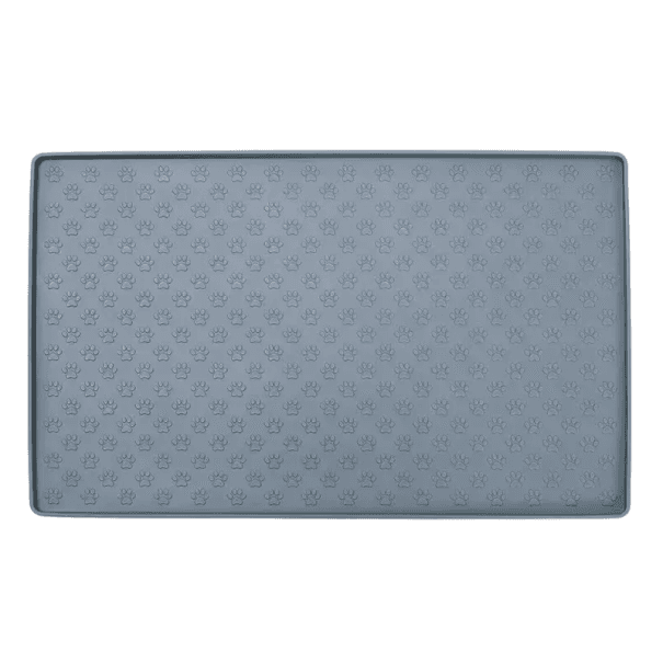 Silikonová podložka pod misky 48 x 30 cm Zvýšený okraj Voděodolná protiskluzová podložka pro psy a kočky na krmivo a vodu tmavě šedá