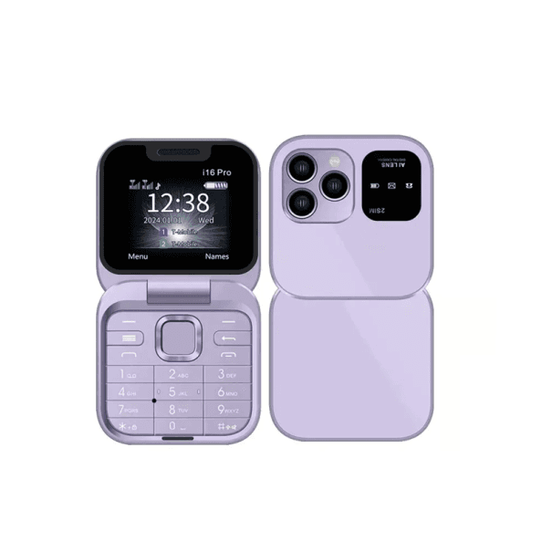 Skládací mini telefon SERVO i16 Pro 2G Flip 2SIM 1,77" TFT LED svítilna Typ C FM rádio 3,5mm jack microSD 1000 mAh Bluetooth Vícejazyčný