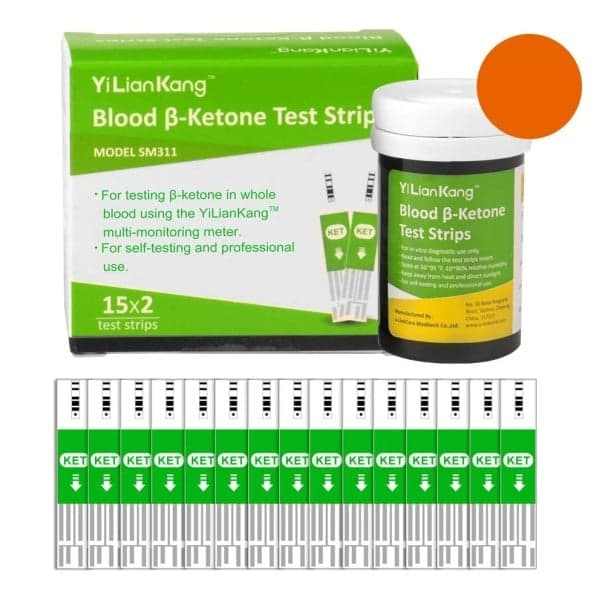 Testovací proužky na ketony v krvi 30 ks Rychlé 5s měření Pro keto diety Přesná kontrola ketolátek Domácí testování Nízký objem vzorku