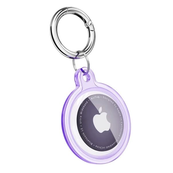 Voděodolný průhledný TPU držák na klíče a obojek s ochranou proti ztrátě pro Apple AirTag psa kočku domácího mazlíčka fialová