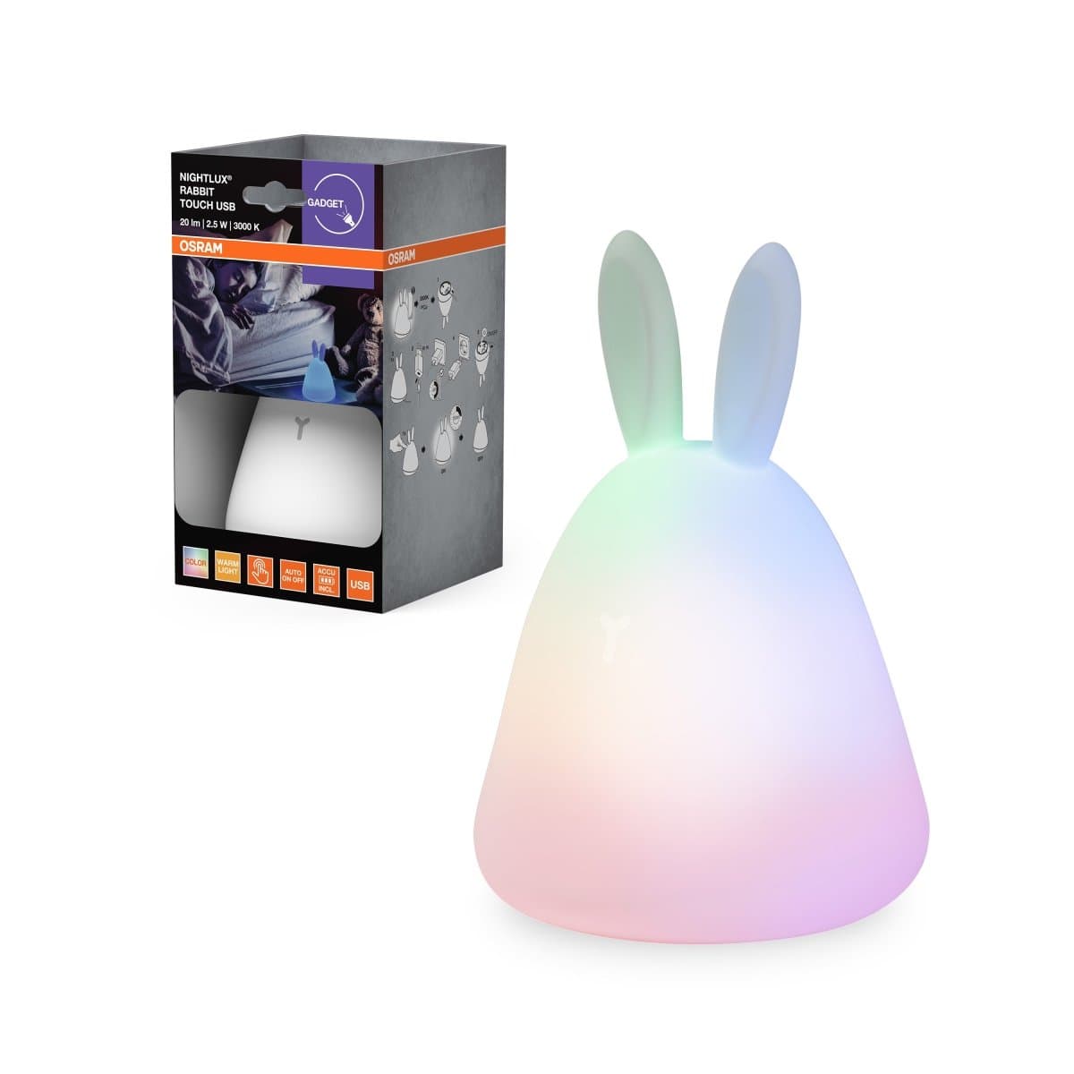 Dětské dotykové LED RGBW noční světlo NIGHTLUX TOUCH Rabbit OSRAM