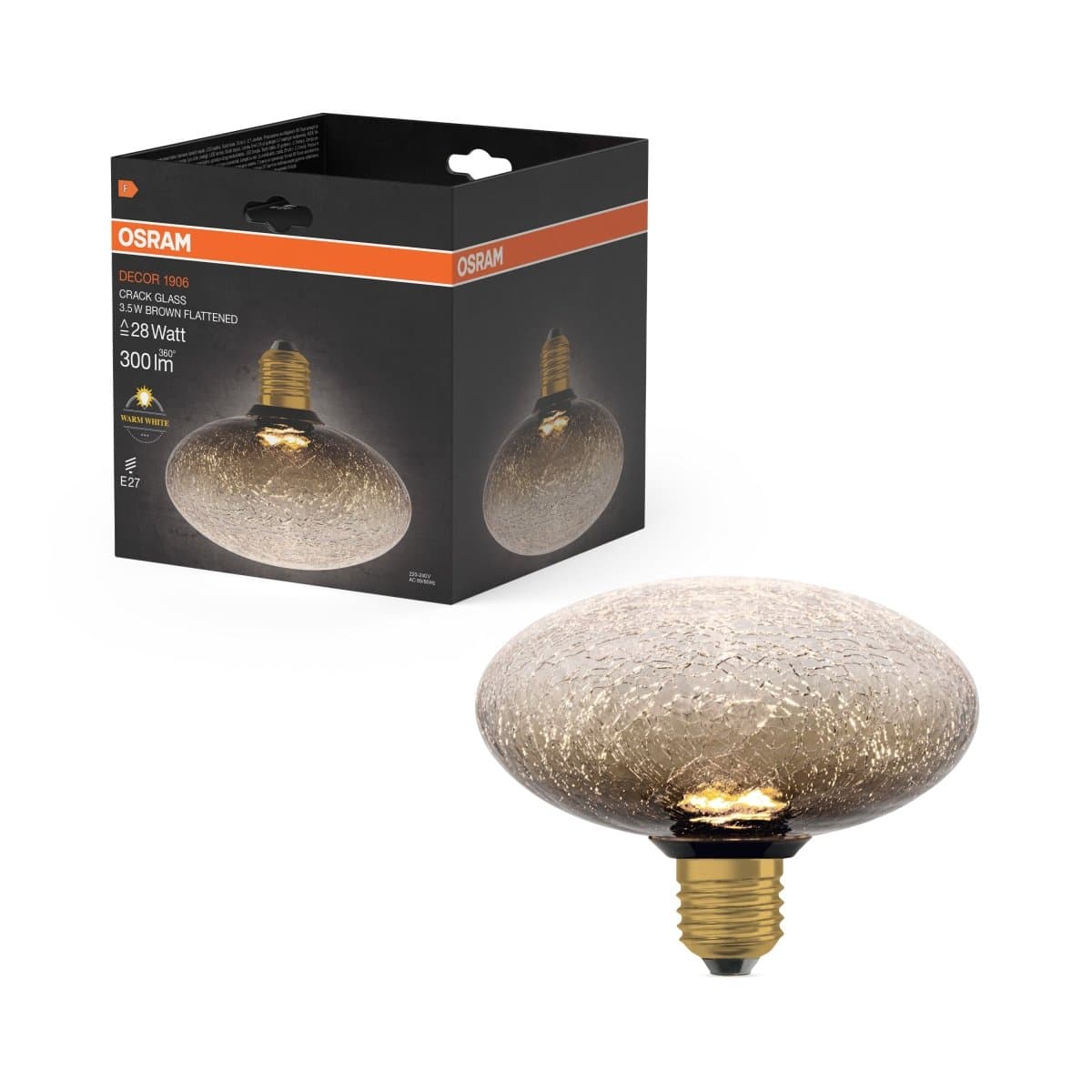 Matná LED žárovka E27 3,5 W DECOR LAMP, hnědá, plochá