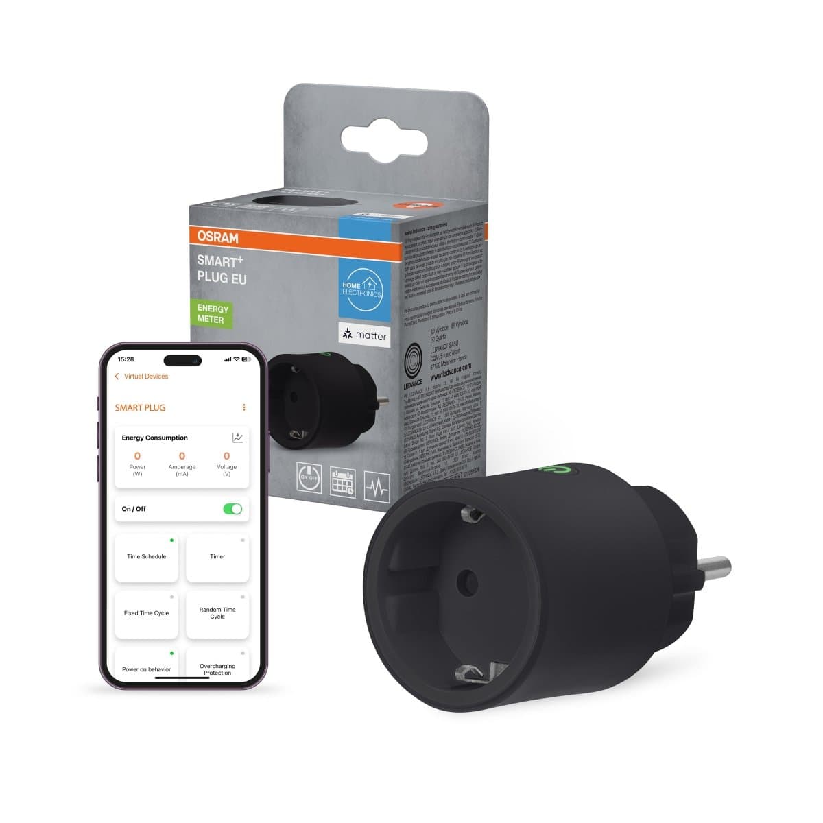 SMART+ Chytrá zásuvka Matter přes WiFi černá