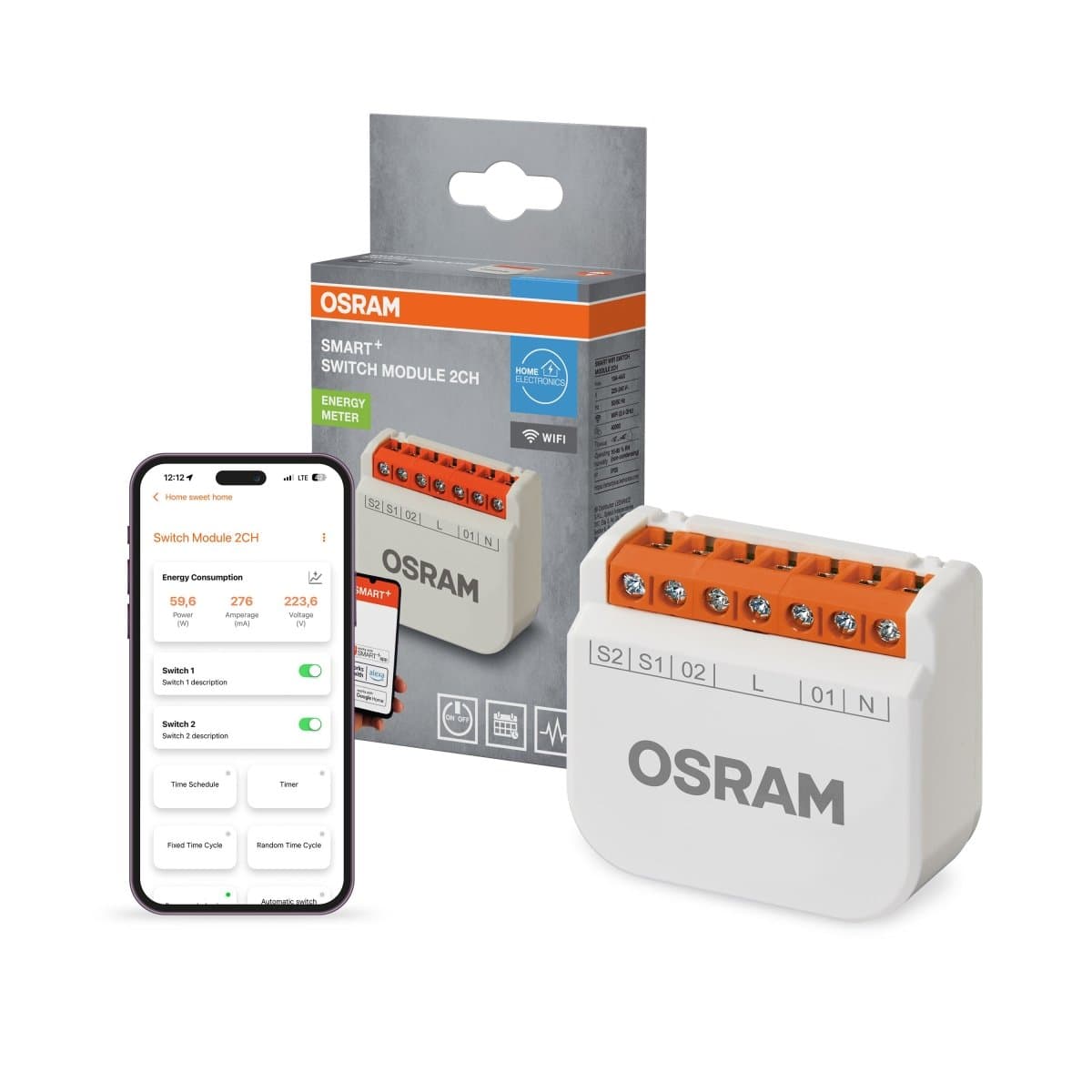 SMART+ Chytrý spínací modul WiFi bílá (2kanálový)