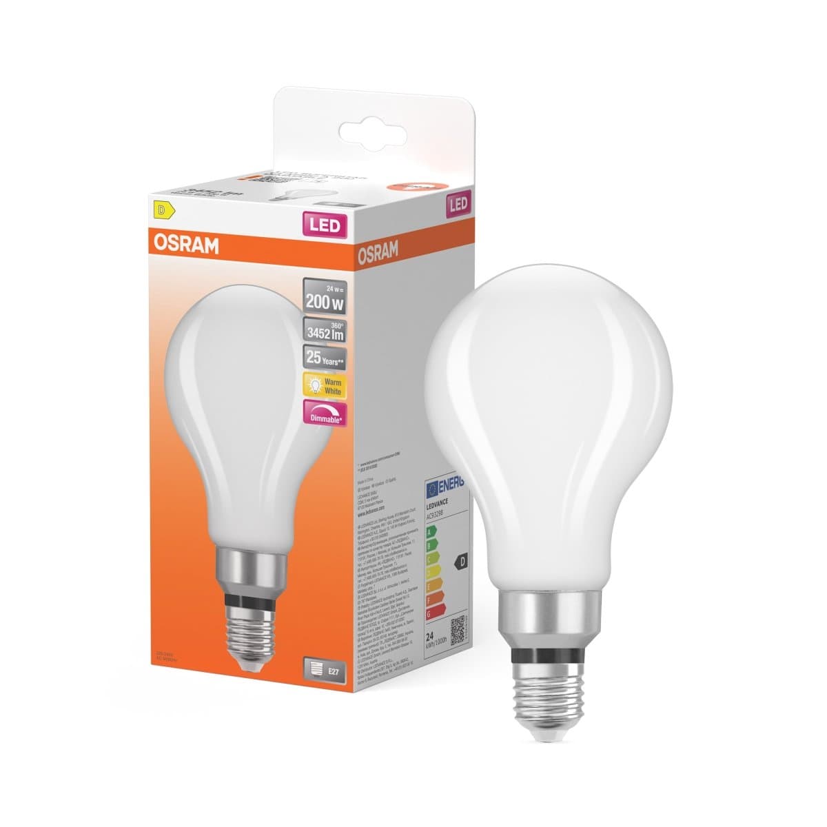Stmívatelná LED žárovka E27 STAR 24 W, teplá bílá, náhrada 200 W