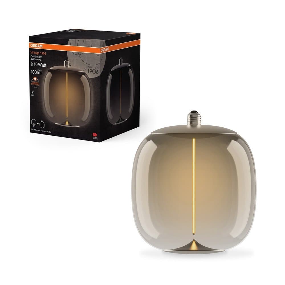 Oválná LED kouřová žárovka E27 VINTAGE 4 W, teplá bílá