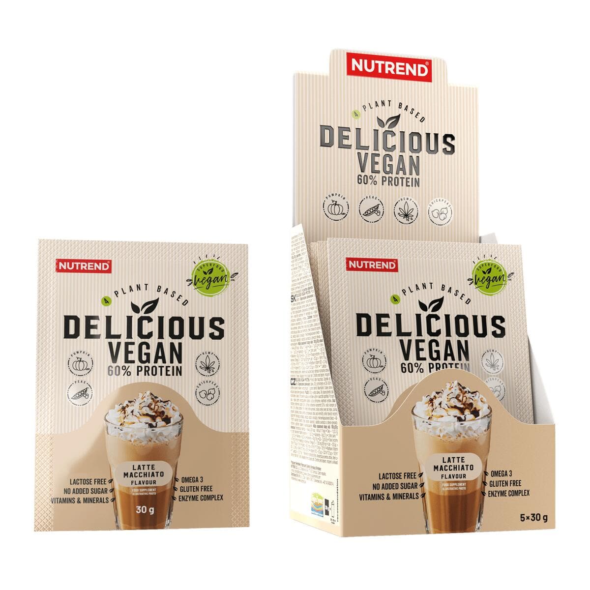 NUTREND Rostlinný protein DELICIOUS VEGAN PROTEIN, latte macchiato
